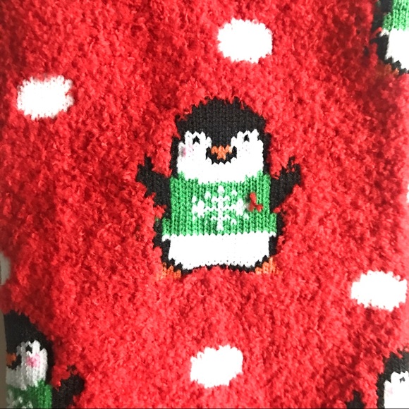 Christmas Red Plush Penguin Warm Sox Super-soft - Great Gift - Picture 4 of 5